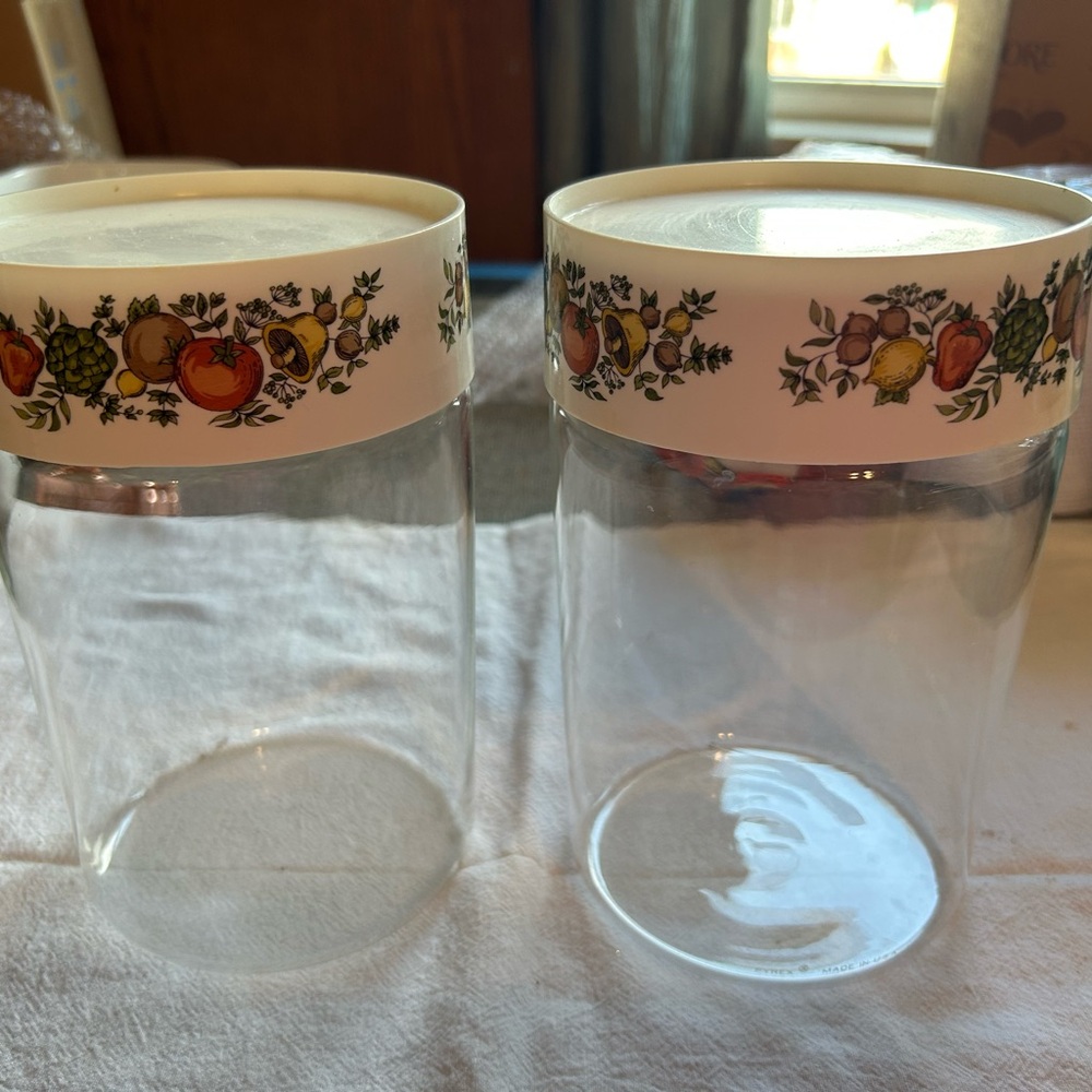 Vintage Fruit Pattern Glass Canisters